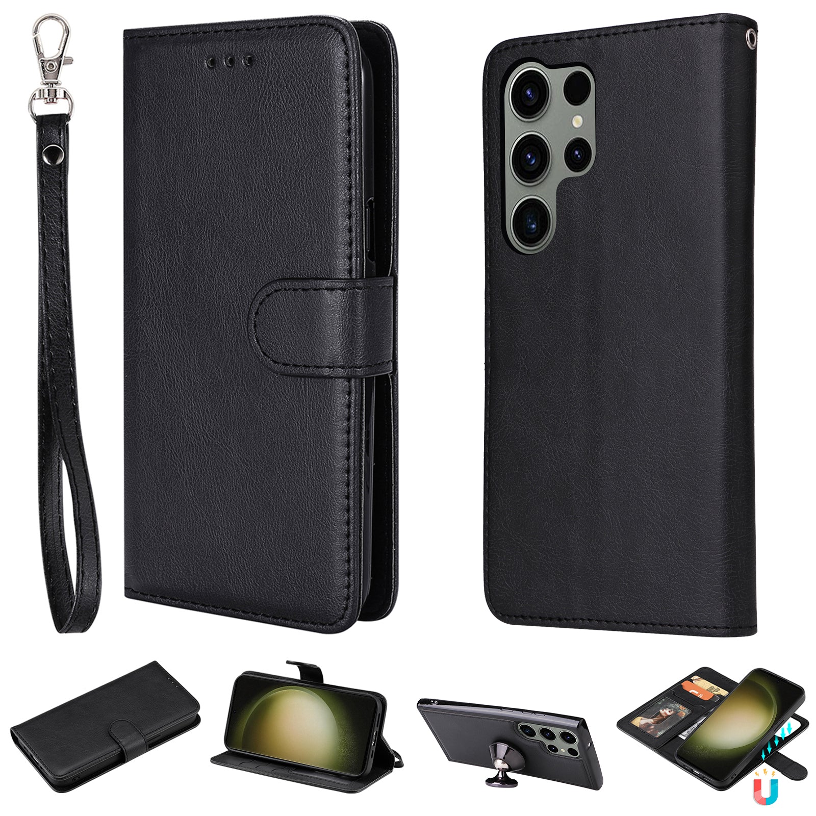 KT Leather Series-3 for Samsung Galaxy S23 Ultra Magnetic Detachable PU Leather Wallet Case Solid Color Flip Stand Phone Cover KT Leather Series-3 for Samsung Galaxy S23 Ultra Magnetic Detachable PU Leather Wallet Case Solid Color Flip Stand Phone Cover